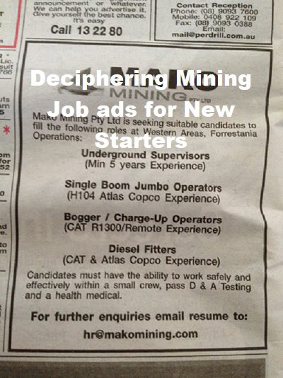 Deciphering Mining Job ads for New Starters